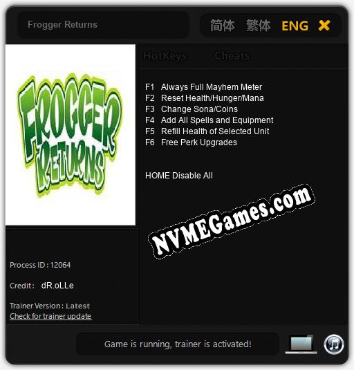 Frogger Returns: Trainer +6 [v1.6]