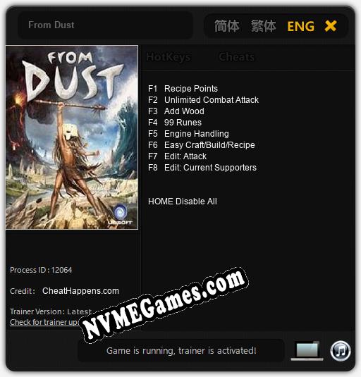 From Dust: Cheats, Trainer +8 [CheatHappens.com]