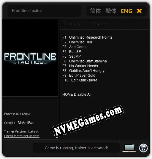 Frontline Tactics: Cheats, Trainer +10 [MrAntiFan]