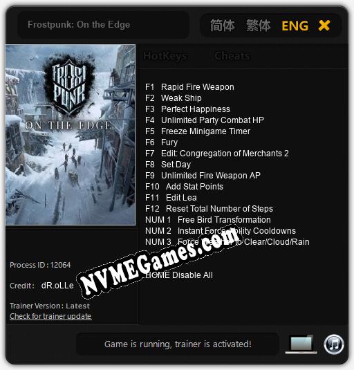 Frostpunk: On the Edge: Treinador (V1.0.20)