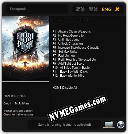 Frostpunk: Treinador (V1.0.90)