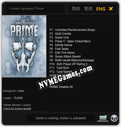 Frozen Synapse: Prime: Trainer +13 [v1.3]