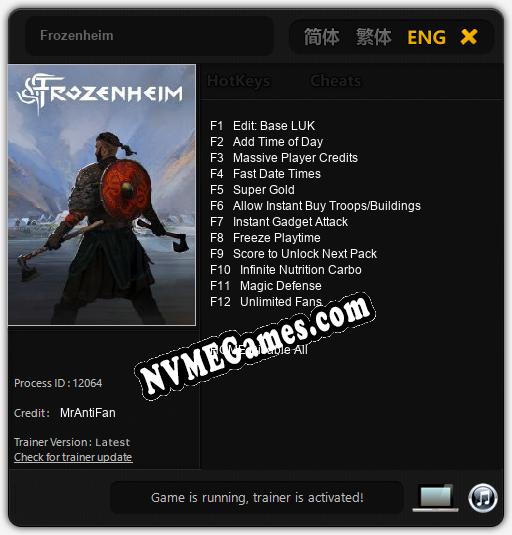 Frozenheim: Trainer +12 [v1.8]