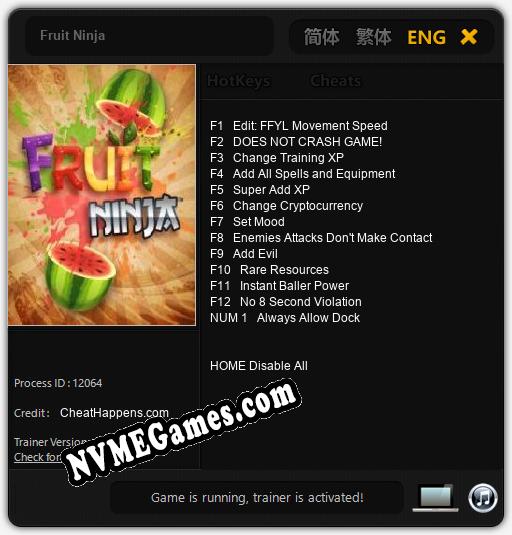 Fruit Ninja: Treinador (V1.0.38)