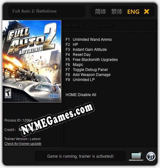 Full Auto 2: Battlelines: Cheats, Trainer +9 [MrAntiFan]