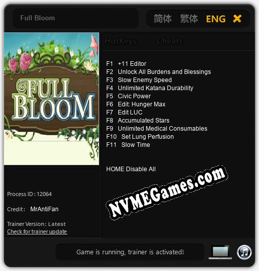 Full Bloom: Trainer +11 [v1.8]