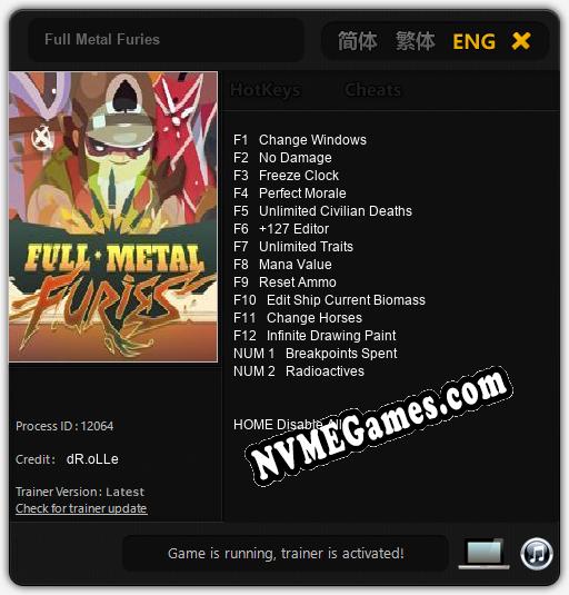 Full Metal Furies: Cheats, Trainer +14 [dR.oLLe]