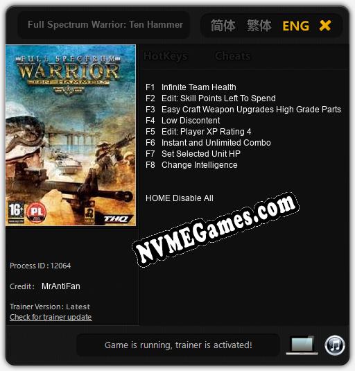 Full Spectrum Warrior: Ten Hammers: Cheats, Trainer +8 [MrAntiFan]