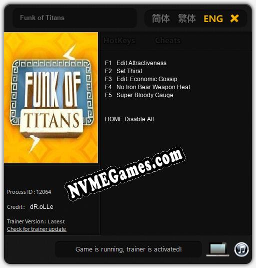 Treinador liberado para Funk of Titans [v1.0.3]