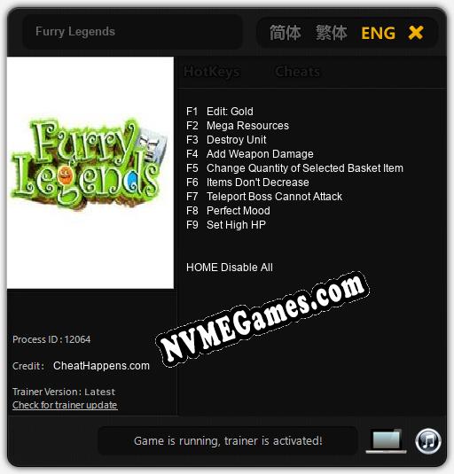 Furry Legends: Treinador (V1.0.69)