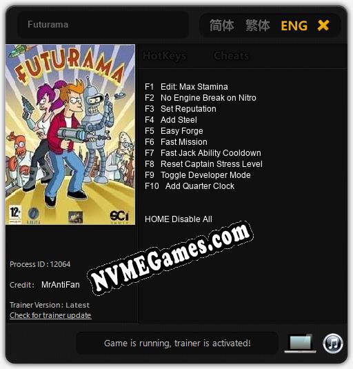 Futurama: Trainer +10 [v1.9]