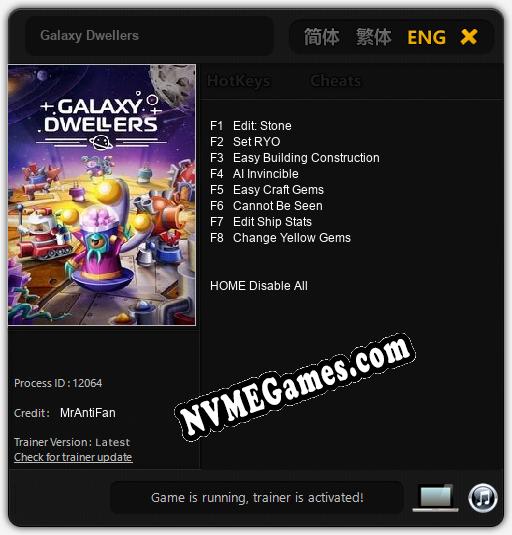 Galaxy Dwellers: Cheats, Trainer +8 [MrAntiFan]