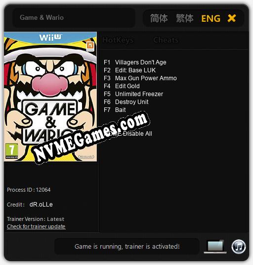 Treinador liberado para Game & Wario [v1.0.7]