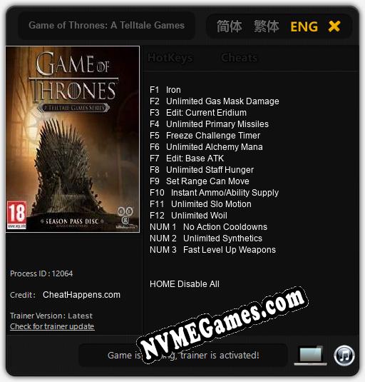 Game of Thrones: A Telltale Games Series Season One: Trainer +15 [v1.7]