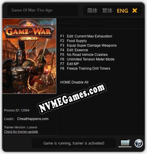 Game Of War: Fire Age: Trainer +8 [v1.4]