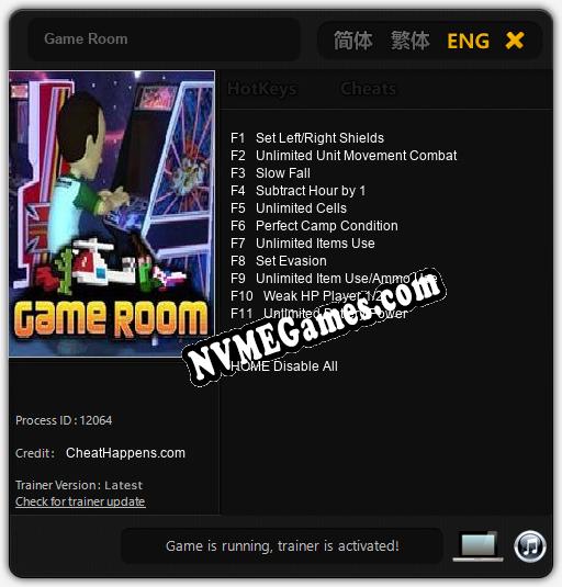 Game Room: Cheats, Trainer +11 [CheatHappens.com]