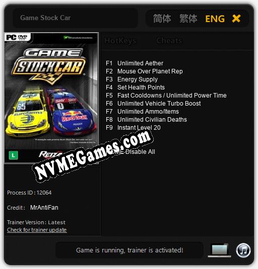 Game Stock Car: Trainer +9 [v1.3]