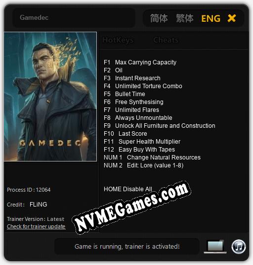 Gamedec: Cheats, Trainer +14 [FLiNG]