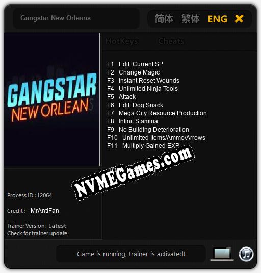 Gangstar New Orleans: Treinador (V1.0.74)