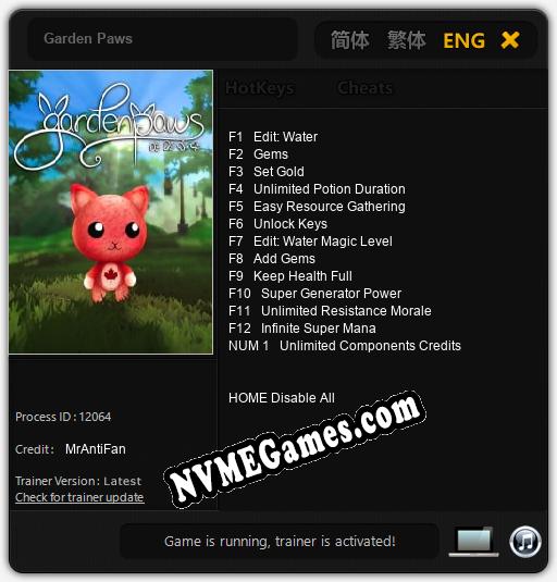 Treinador liberado para Garden Paws [v1.0.5]