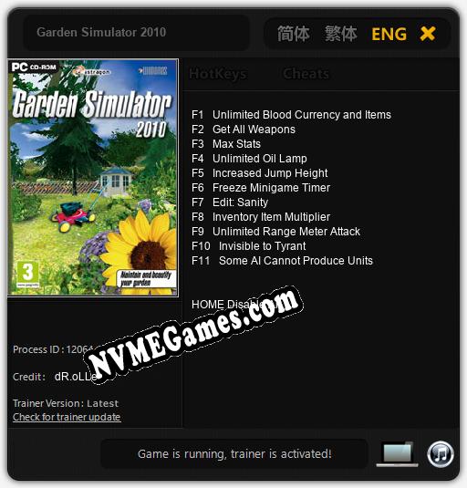 Garden Simulator 2010: Cheats, Trainer +11 [dR.oLLe]