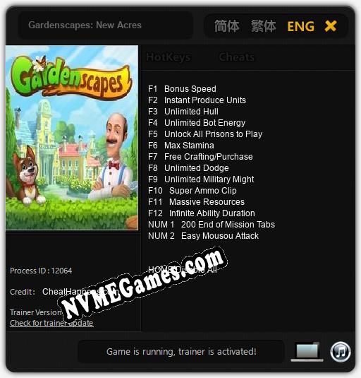 Gardenscapes: New Acres: Trainer +14 [v1.6]