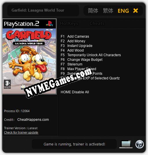 Garfield: Lasagna World Tour: Cheats, Trainer +10 [CheatHappens.com]