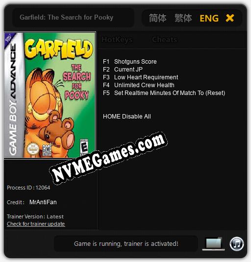 Garfield: The Search for Pooky: Trainer +5 [v1.3]