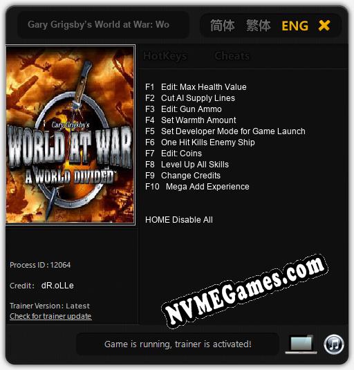 Gary Grigsby’s World at War: World Divided: Cheats, Trainer +10 [dR.oLLe]