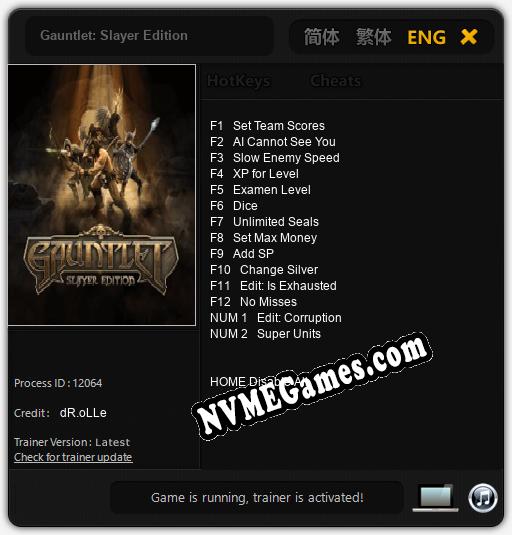 Gauntlet: Slayer Edition: Trainer +14 [v1.9]