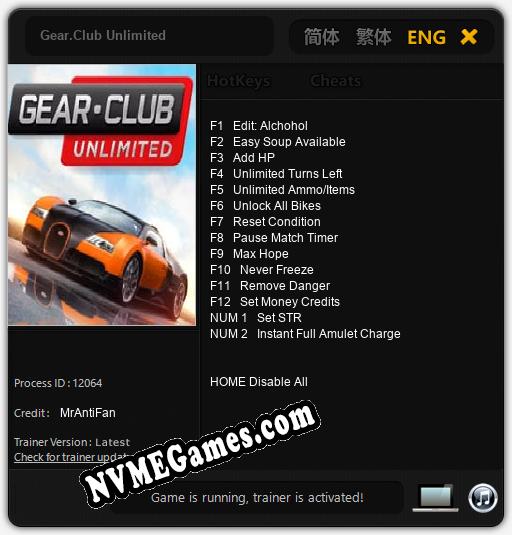 Gear.Club Unlimited: Trainer +14 [v1.4]