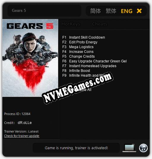 Gears 5: Cheats, Trainer +9 [dR.oLLe]