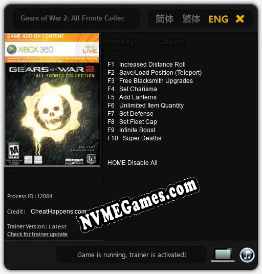 Gears of War 2: All Fronts Collection: Cheats, Trainer +10 [CheatHappens.com]