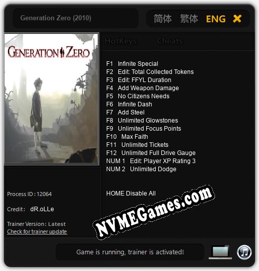 Generation Zero (2010): Cheats, Trainer +14 [dR.oLLe]