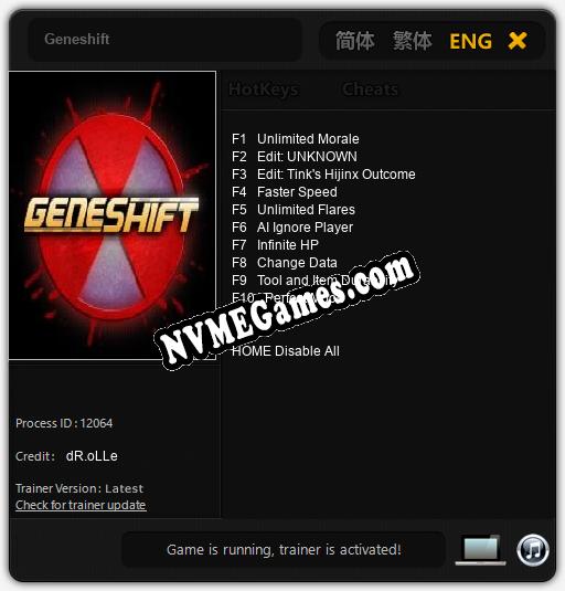 Geneshift: Cheats, Trainer +10 [dR.oLLe]