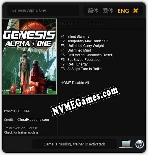 Treinador liberado para Genesis Alpha One [v1.0.3]