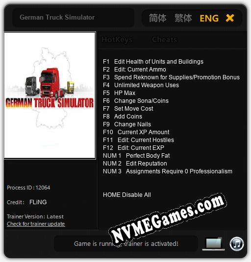 German Truck Simulator: Cheats, Trainer +15 [FLiNG]