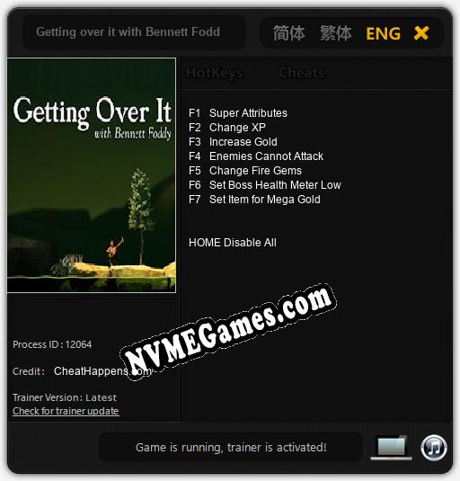 Getting over it with Bennett Foddy: Trainer +7 [v1.9]