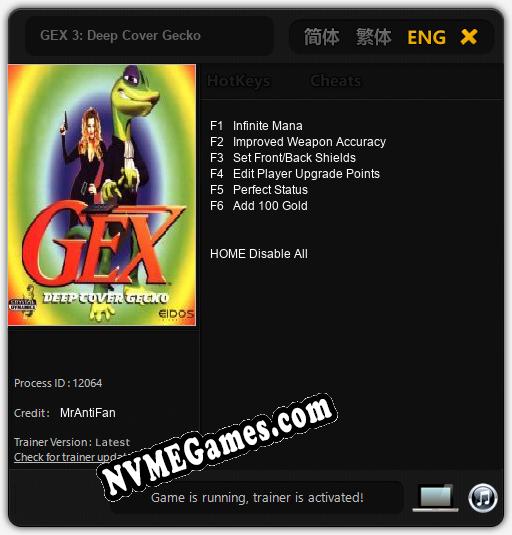 GEX 3: Deep Cover Gecko: Cheats, Trainer +6 [MrAntiFan]