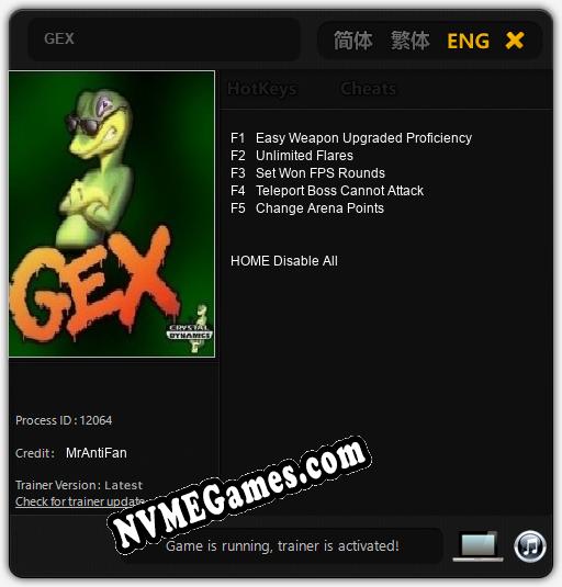 Treinador liberado para GEX [v1.0.8]