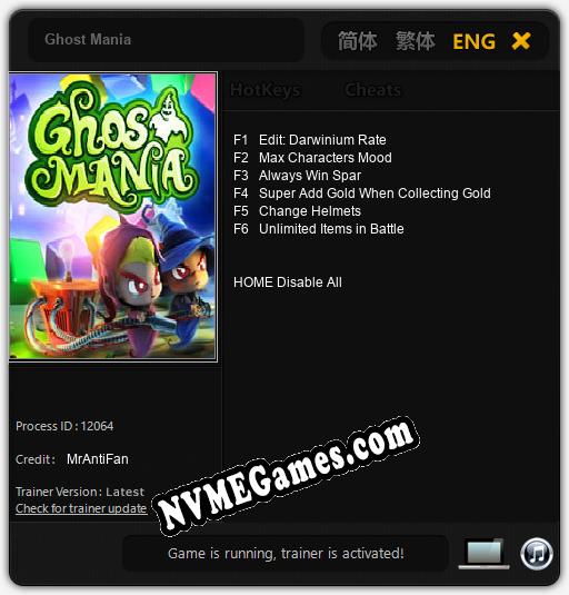 Treinador liberado para Ghost Mania [v1.0.1]