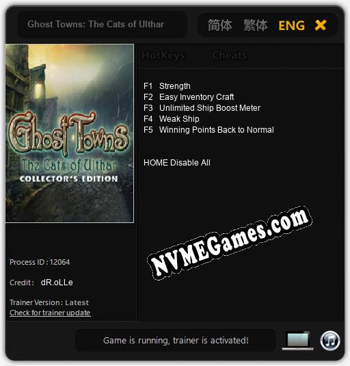 Ghost Towns: The Cats of Ulthar: Cheats, Trainer +5 [dR.oLLe]