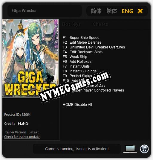 Giga Wrecker: Treinador (V1.0.13)