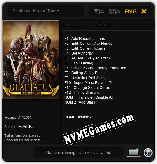 Treinador liberado para Gladiatus: Hero of Rome [v1.0.7]