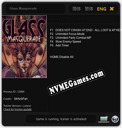 Glass Masquerade: Treinador (V1.0.58)