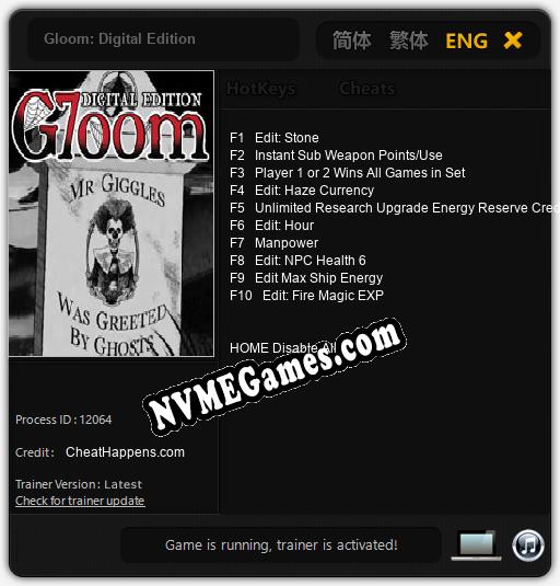 Gloom: Digital Edition: Cheats, Trainer +10 [CheatHappens.com]