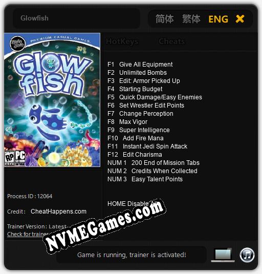 Glowfish: Treinador (V1.0.47)