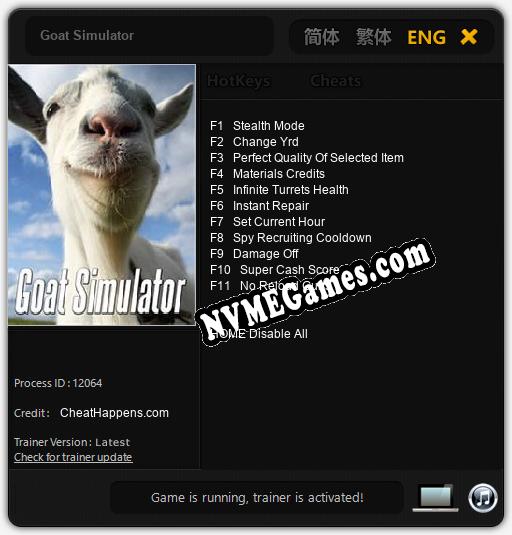 Goat Simulator: Trainer +11 [v1.8]