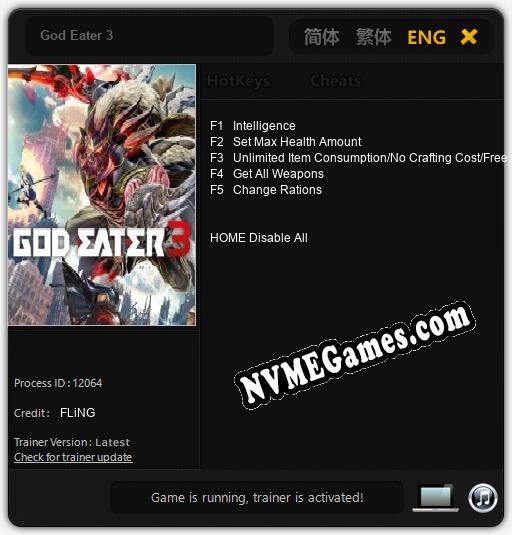 God Eater 3: Trainer +5 [v1.4]