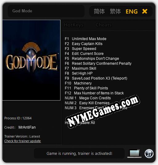 God Mode: Treinador (V1.0.59)